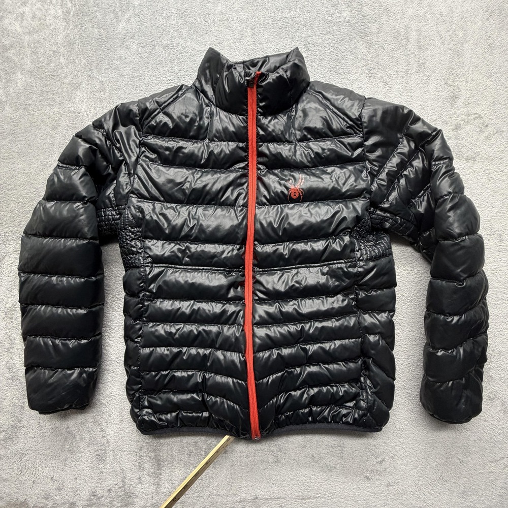 Spyder Jacket Men Black Down Puffer Full Zip Ski Snow Winter